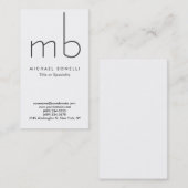 垂直モノグラムモダンホワイトクリーン名刺 名刺 (正面/裏面)