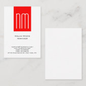 垂直ユニーク平シンプル白モノグラム 名刺 (正面/裏面)