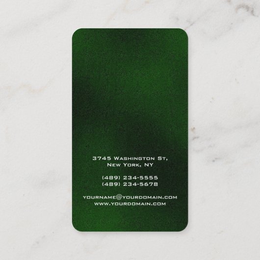 垂直ラウンドコーナーグリーンユニークデザイン 名刺 (裏面)