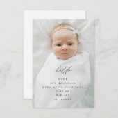 垂直写真の誕生の発表とサンキューカード 招待状 (正面/裏面)