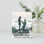 垂直婚約写真Dateスクリプトの保存 ポストカード (スタンド正面)