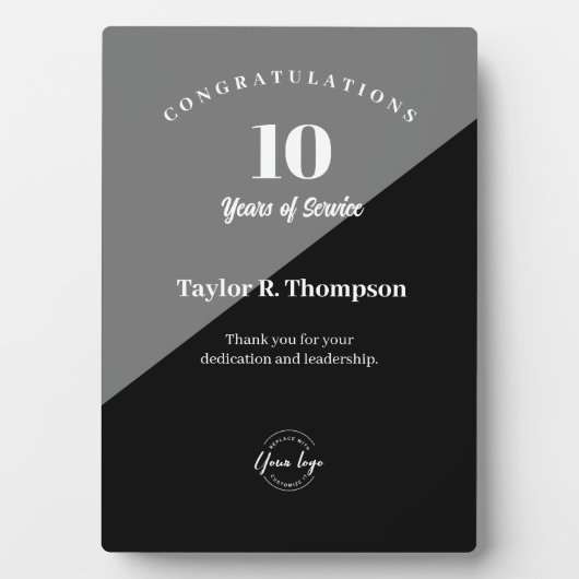 垂直従業員勤続年数の認識 フォトプラーク (正面)