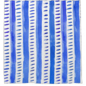 垂直抽象芸術水色の線 – 青 シャワーカーテン (正面)