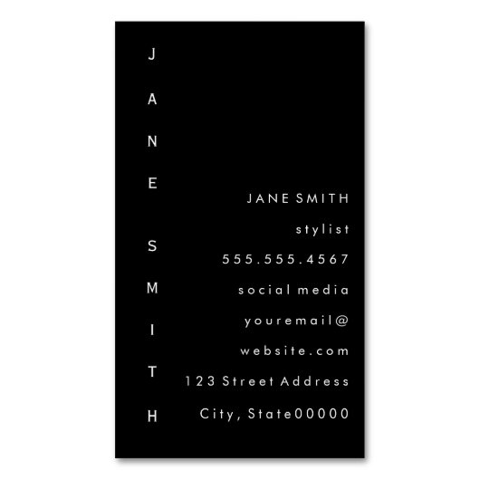 垂直文字デザイン マグネット名刺 (正面縦)