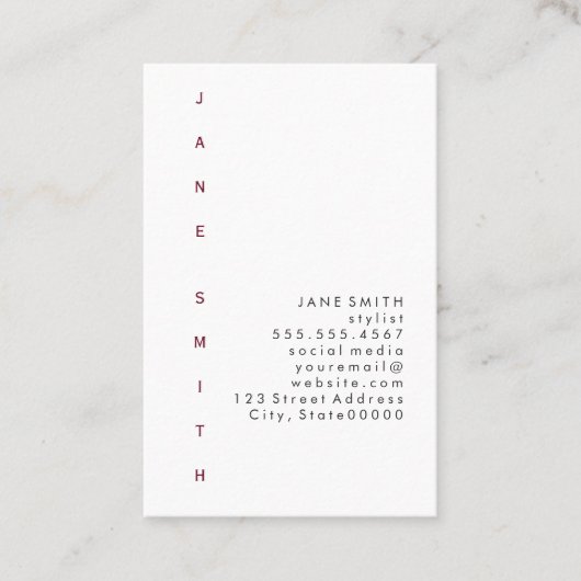 垂直文字デザイン 名刺 (正面)