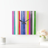 垂直方向のストライプ スクエア壁時計 (ホーム)