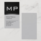 垂直木工効果グレーモノグラム名刺 名刺 (正面/裏面)