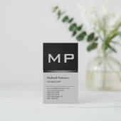 垂直木工効果グレーモノグラム名刺 名刺 (スタンド正面)