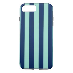 垂直海軍と淡緑のストライプ iPhone 8 PLUS/7 PLUSケース