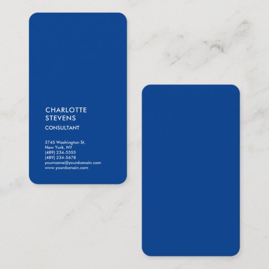 垂直深いブルートレンディーミニマリストエレガント 名刺 (正面/裏面)