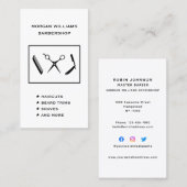 垂直理容師バーバーショップヘアシェーブソーシャルメディア 名刺 (正面/裏面)