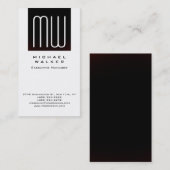 垂直白プロフェッショナルシンプルモノグラモダンム 名刺 (正面/裏面)