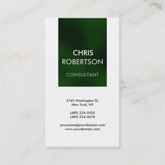 垂直白黒グレーグリーン名刺 名刺 (正面)