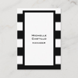 垂直白黒ストライプのプレーンモダン 名刺