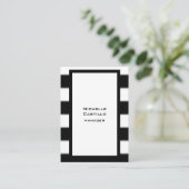 垂直白黒ストライプのプレーンモダン 名刺 (スタンド正面)