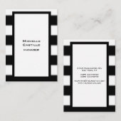 垂直白黒ストライプのプレーンモダン 名刺 (正面/裏面)