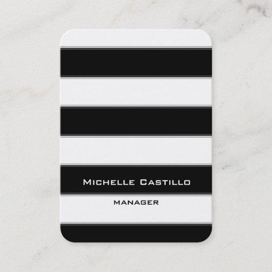 垂直白黒ストライプアユニークートデザイン 名刺 (正面)