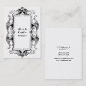 垂直白黒ヴィンテージ クラシカル 名刺 (正面/裏面)