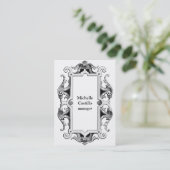 垂直白黒ヴィンテージ クラシカル 名刺 (スタンド正面)