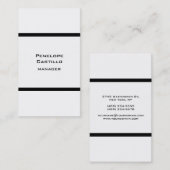 垂直白黒平モダン面 名刺 (正面/裏面)