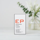 垂直白黒縁どトレンディーレッドモノグラム 名刺 (スタンド正面)