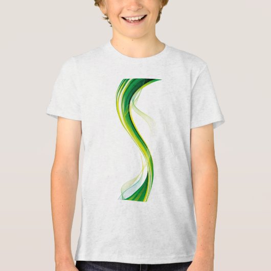 垂直緑波抽象デザイン-34534 トライブレンドTシャツ (正面)
