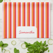 垂直線のパーソナライズされたストライプ数 キッチンタオル (折り畳み)