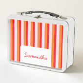 垂直線のパーソナライズされたストライプ数 メタルランチボックス (正面)