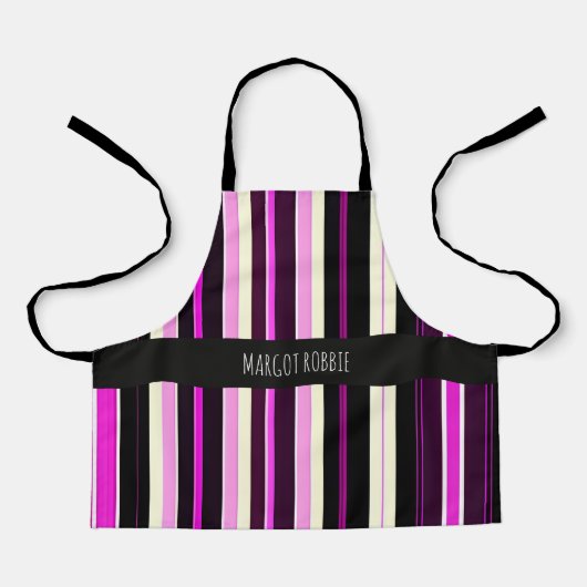 垂直線ブラックピンクアモウアイソメパターン エプロン (正面)