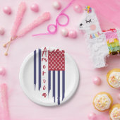垂直芸術的米国国旗 ペーパープレート (パーティー)