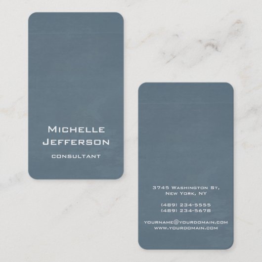 垂直芸術的青グレー色のスタイリッシュトレンディー 名刺 (正面/裏面)