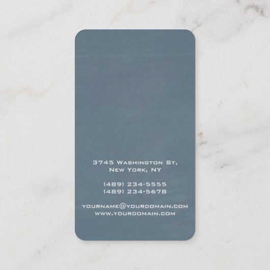 垂直芸術的青グレー色のスタイリッシュトレンディー 名刺 (裏面)