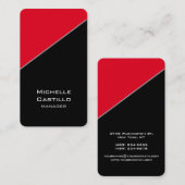 垂直芸術的黒の赤のユニークデザイン 名刺 (正面/裏面)