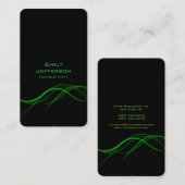 垂直芸術的黒緑カーブユニークデザイン 名刺 (正面/裏面)
