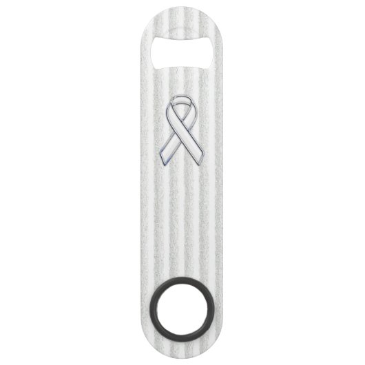 垂直認識度上の白いリボンのストライプ スピード栓抜き (正面)