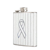 垂直認識度上の白いリボンのストライプ フラスク (左)