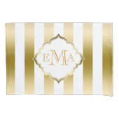 垂直金ゴールドと白ストライプ色 枕カバー (正面)