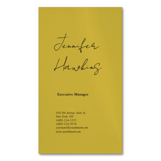 垂直金ゴールド色プロフェッショナルの手書き マグネット名刺 (正面縦)