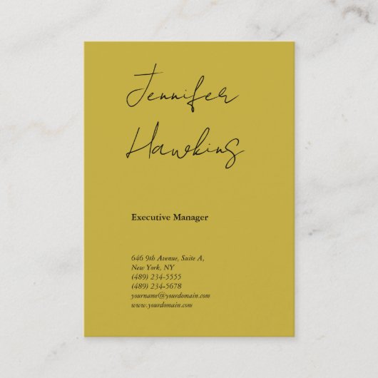 垂直金ゴールド色プロフェッショナルの手書き 名刺 (正面)