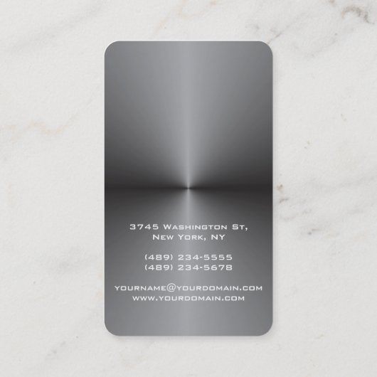 垂直金属銀グレースタイリッシュトレンディー 名刺 (裏面)