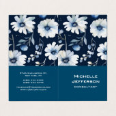 垂直青フローラモダンスタイリッシュトレンディー 名刺 (外部フラット)