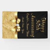 垂直黒と金ゴールド50周年記念バナー 横断幕 (横)