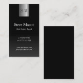 垂直黒鋼モノグラム名刺 名刺 (正面/裏面)