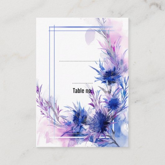 垂直、両面💙コーンフラワー空想 プレイスカード (正面)