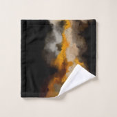 垂直、抽象芸術、絵画ズ、オークル、黒 バスタオルセット (ウォッシュタオル)