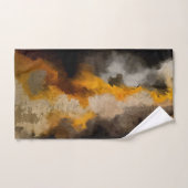 垂直、抽象芸術、絵画ズ、オークル、黒 バスタオルセット (ハンドタオル)