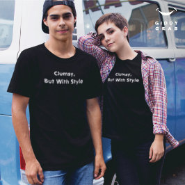 型おもしろいキャラクター引用文不器用だが、スタイル付き Tシャツ