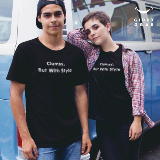 型おもしろいキャラクター引用文不器用だが、スタイル付き Tシャツ