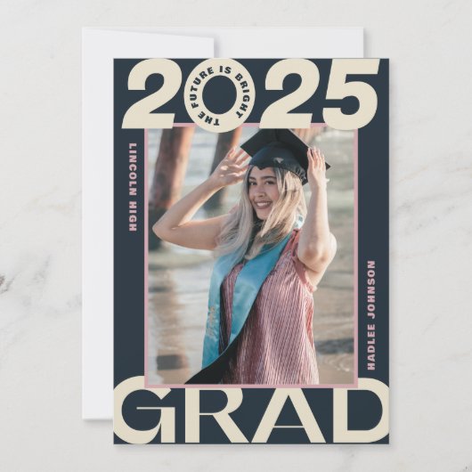 型はっきりした枠卒業発表 招待状 (正面)