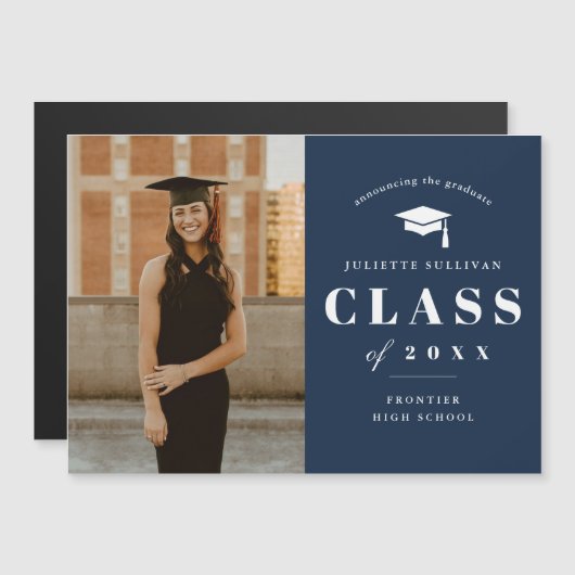 型エレガント光卒業磁気カード マグネット招待状 (正面/裏面)